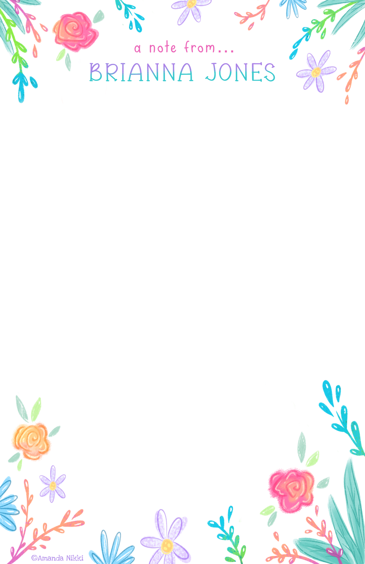 Personalized Flowers Notepad