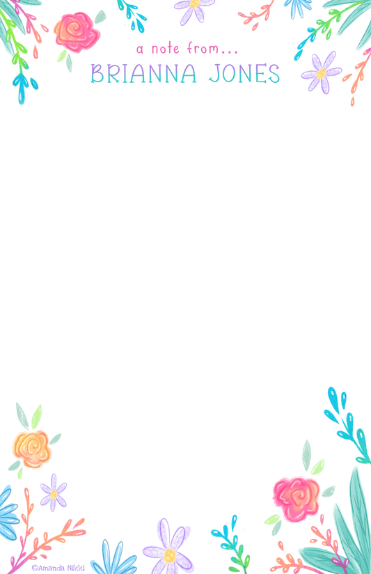 Personalized Flowers Notepad
