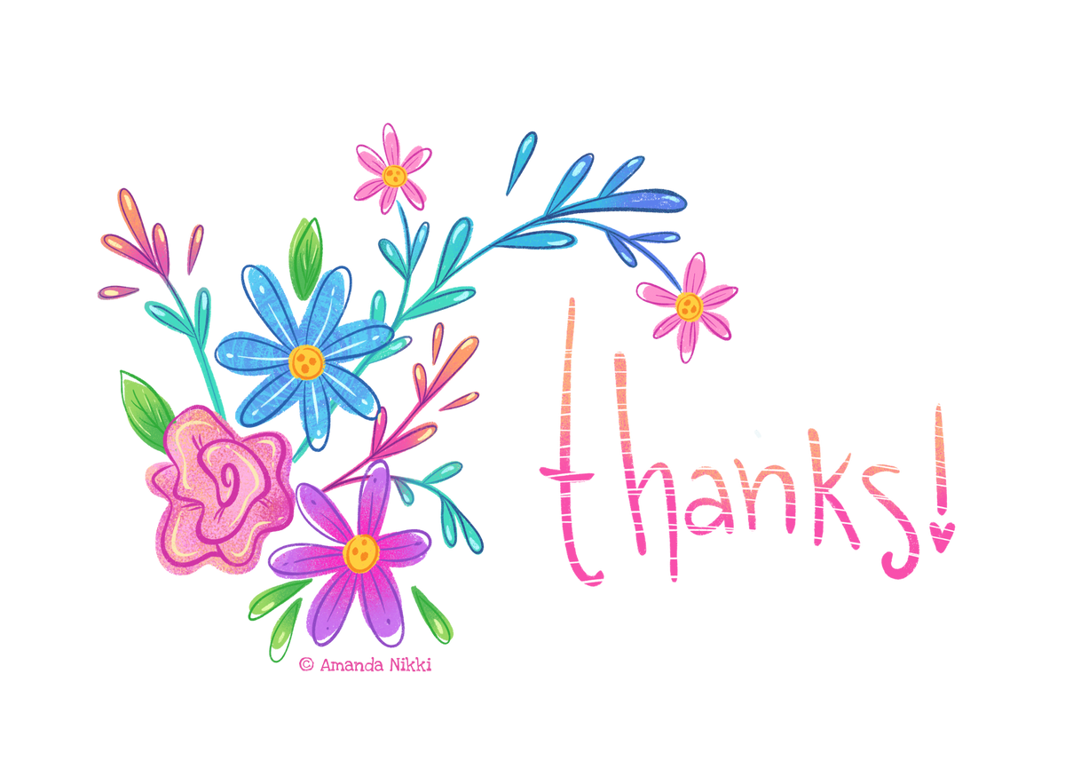 Cute Flowers Thank you Card- Set of 10